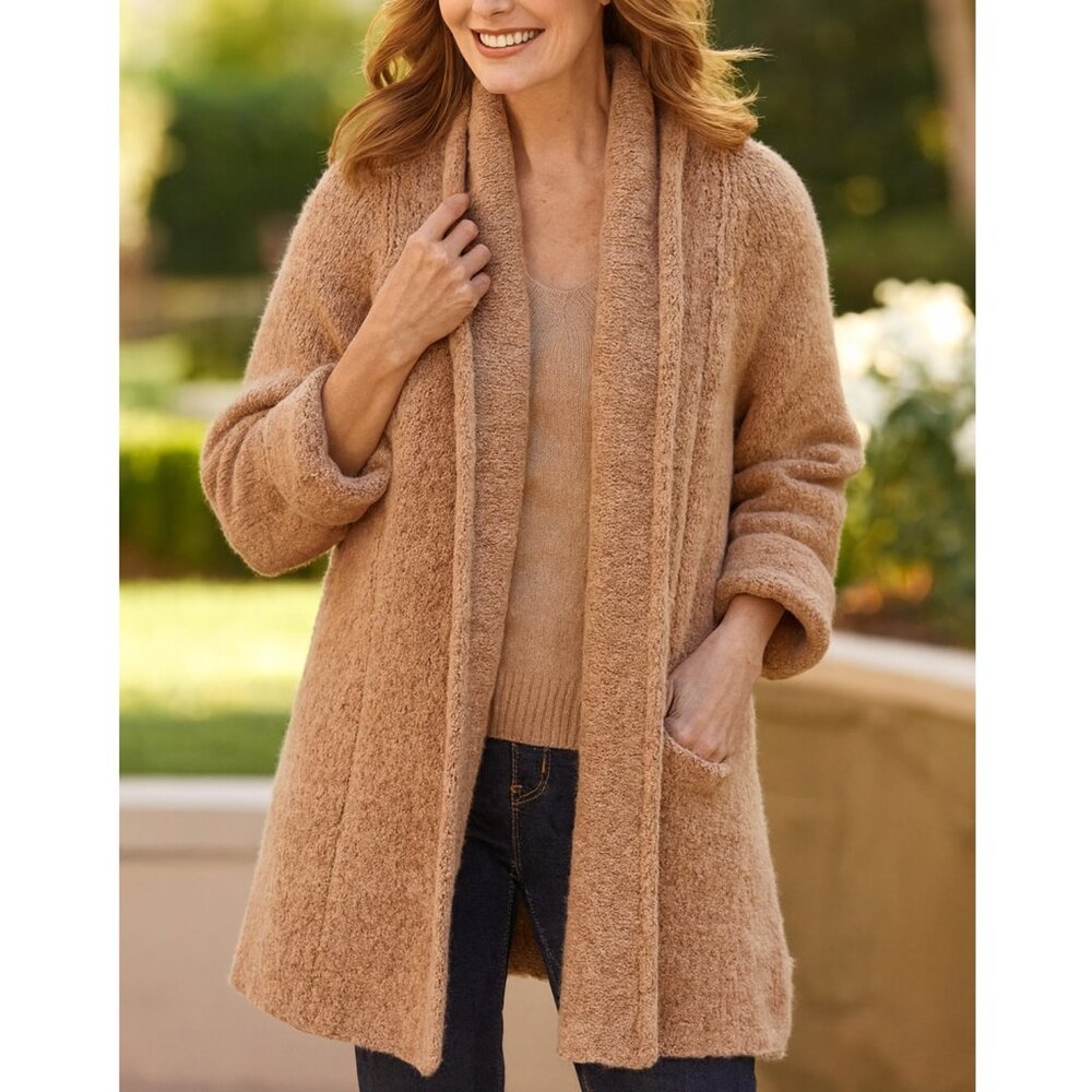 Soft Surroundings Plush Longline Cardigan Coatigan Soft size L Open Front Cozy
